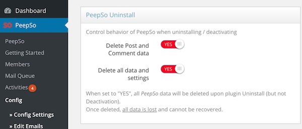 Complete PeepSo Uninstallation and all of the data
