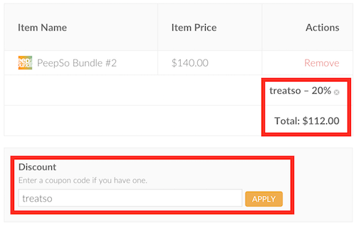 Where to apply the discount code.