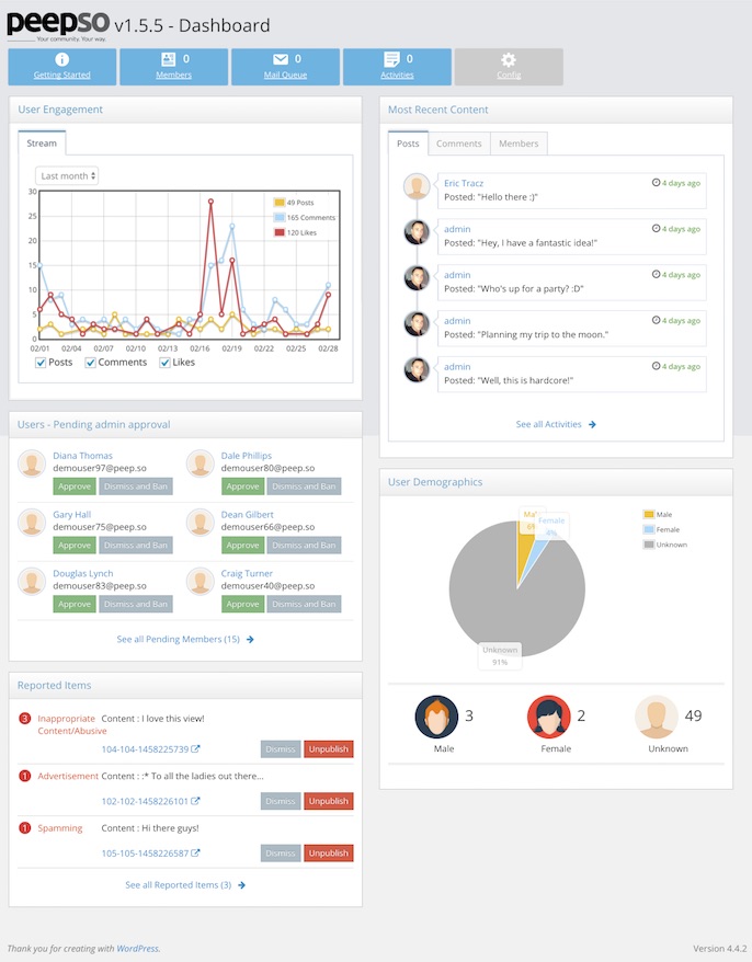 PeepSo Dashboard