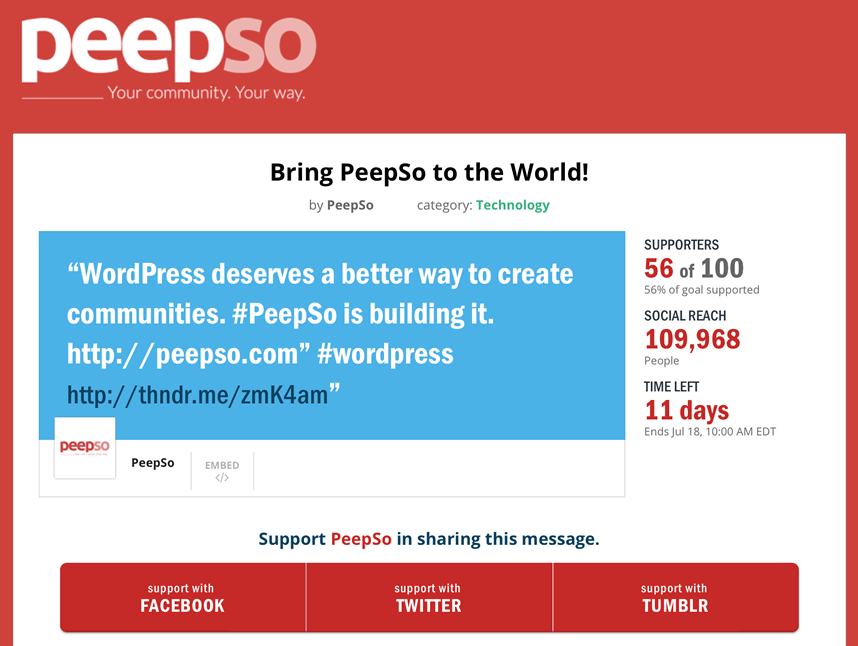 We need your help to spread the word about PeepSo