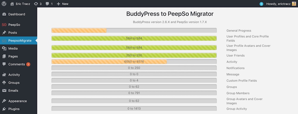 BuddyPress to PeepSo Migration Tool