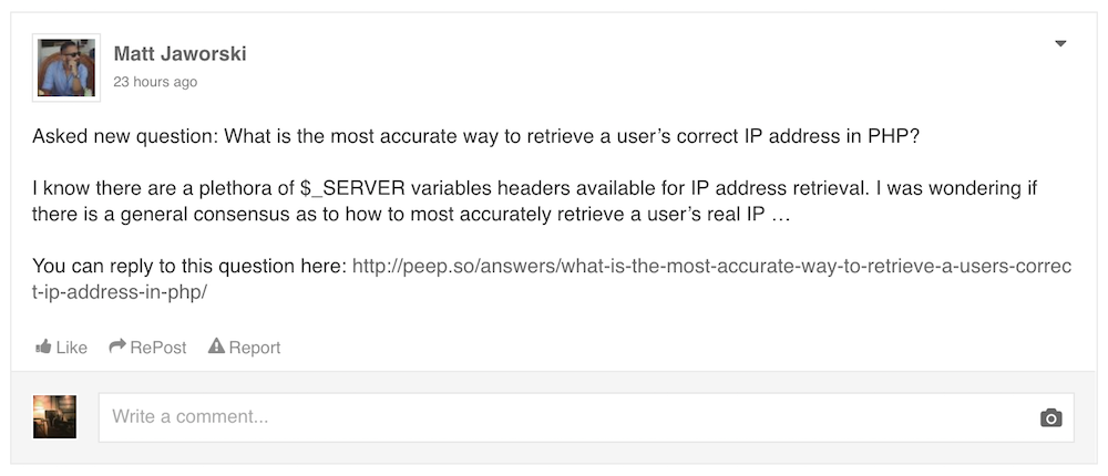 CM Answers Integration - Post on activity stream.