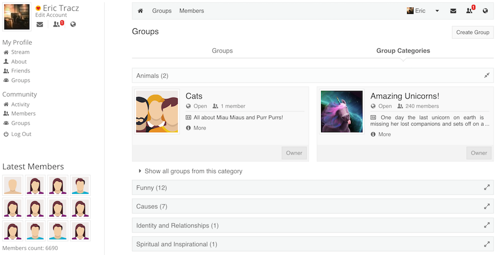 Group Categories View