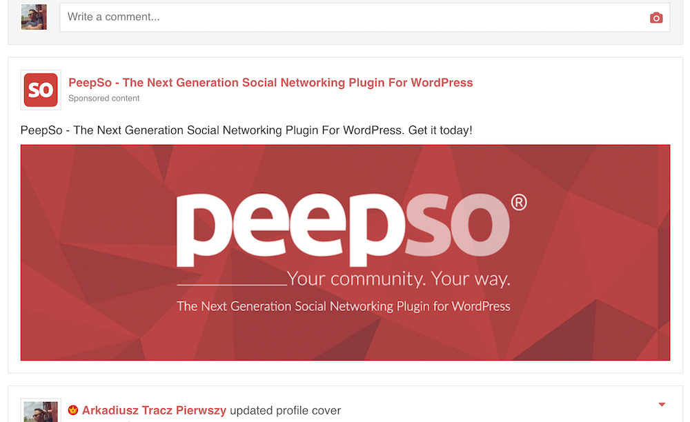Ad on PeepSo Activity Stream