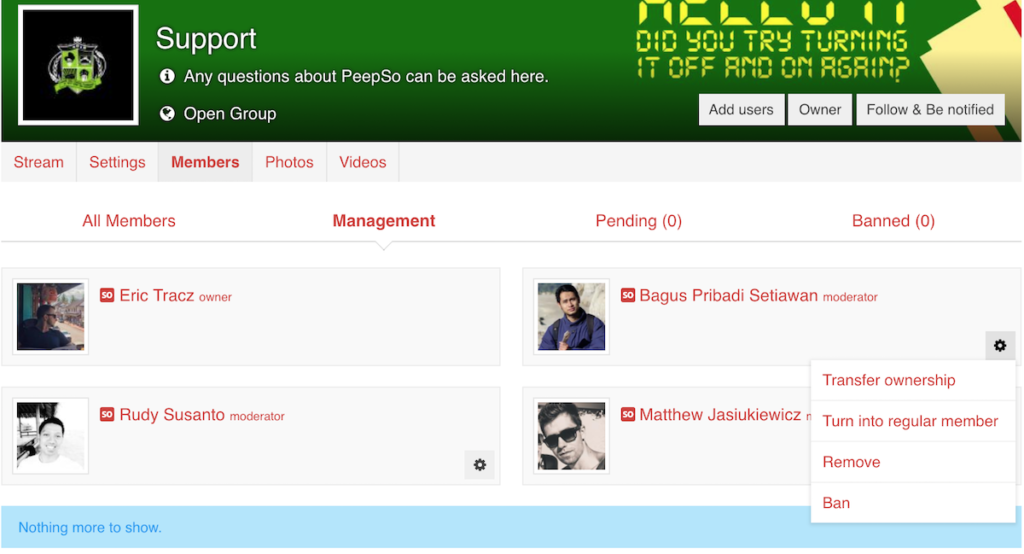 User Roles Management in Groups