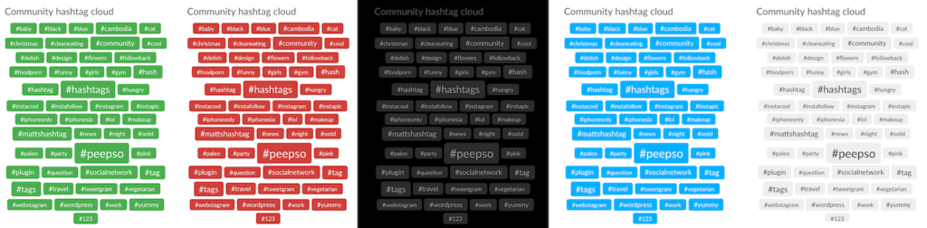 Hashtags Cloud Color variations