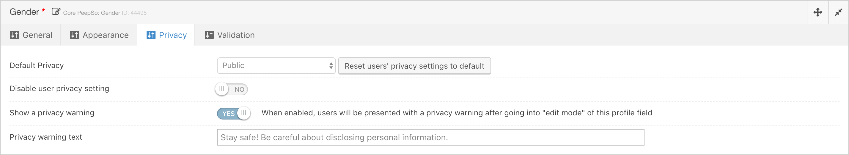 Safety Warnings On Profile Fields - Configuration