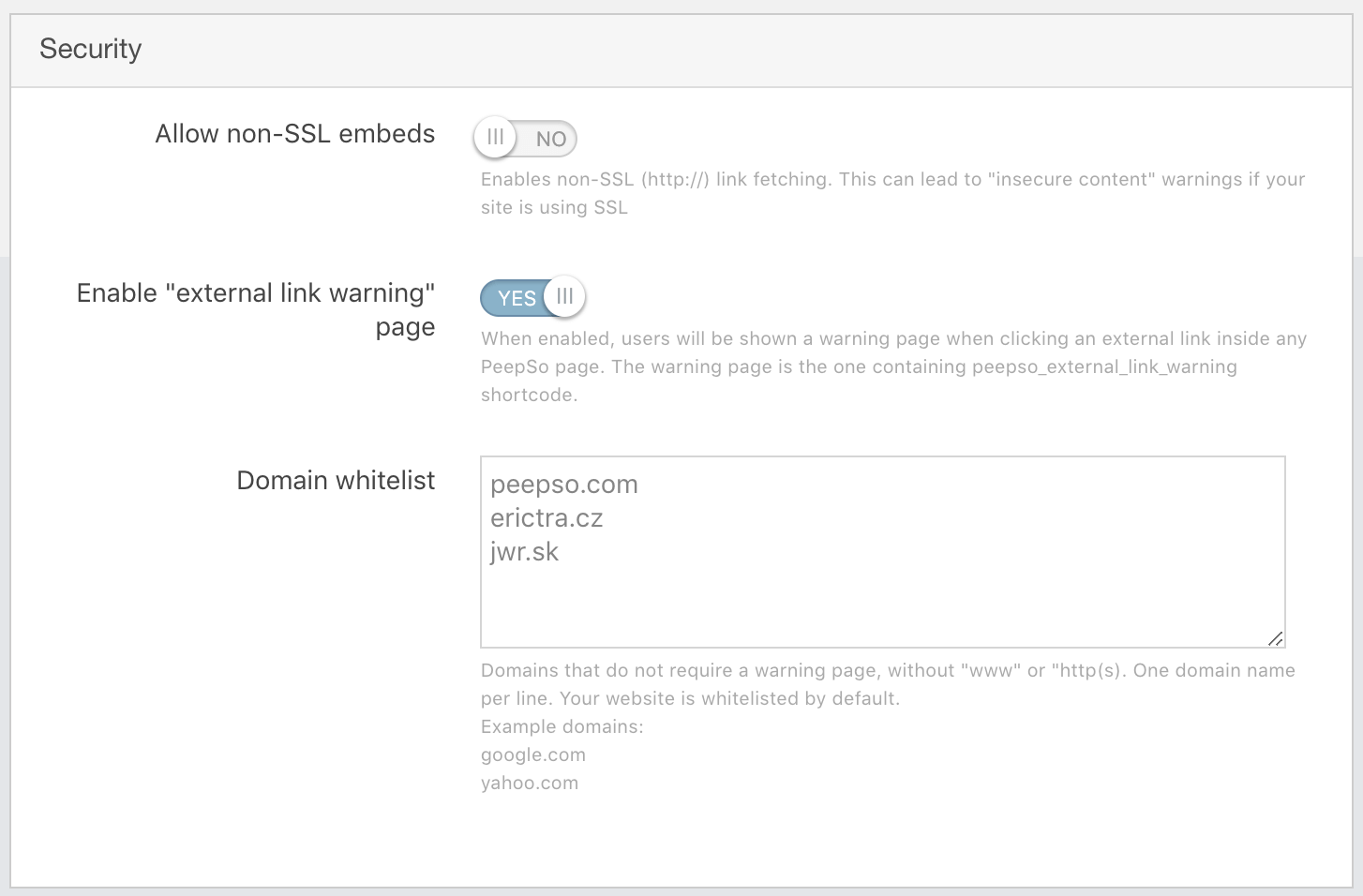 Security Redirect Configuration