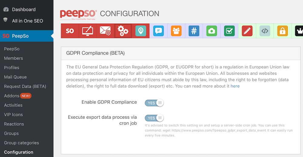 GDPR Configuration