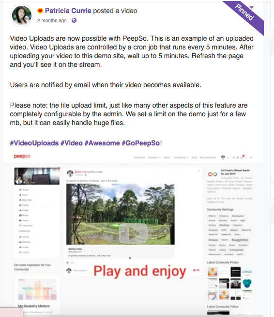 PeepSo Video Uploads