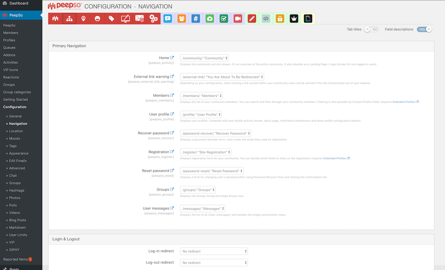 Navigation Configuration 