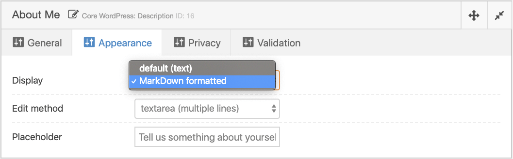 MarkDown Formatting for Profile Fields