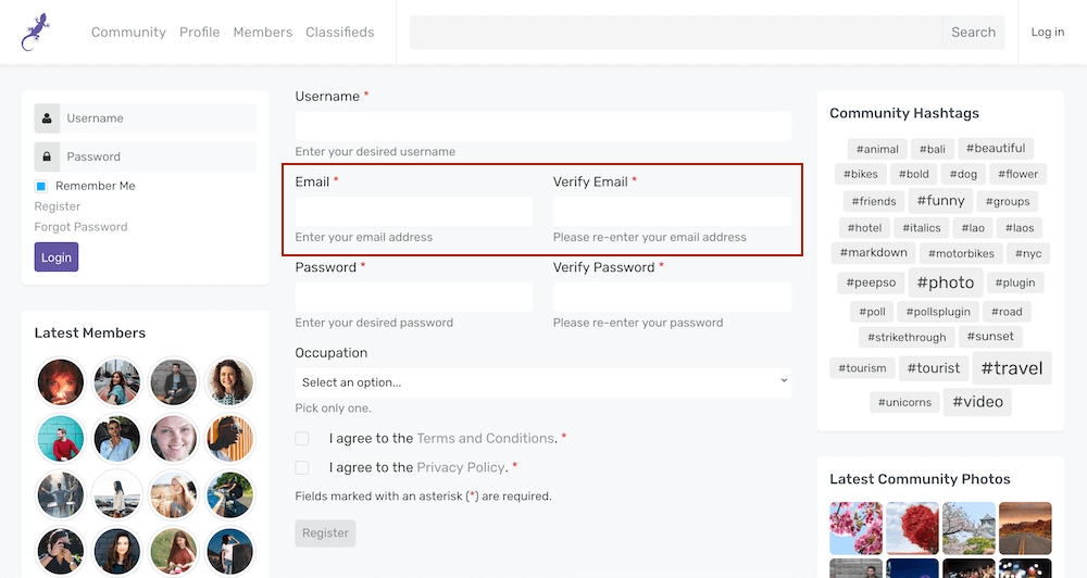 Second Email Field for verification upon user registration.