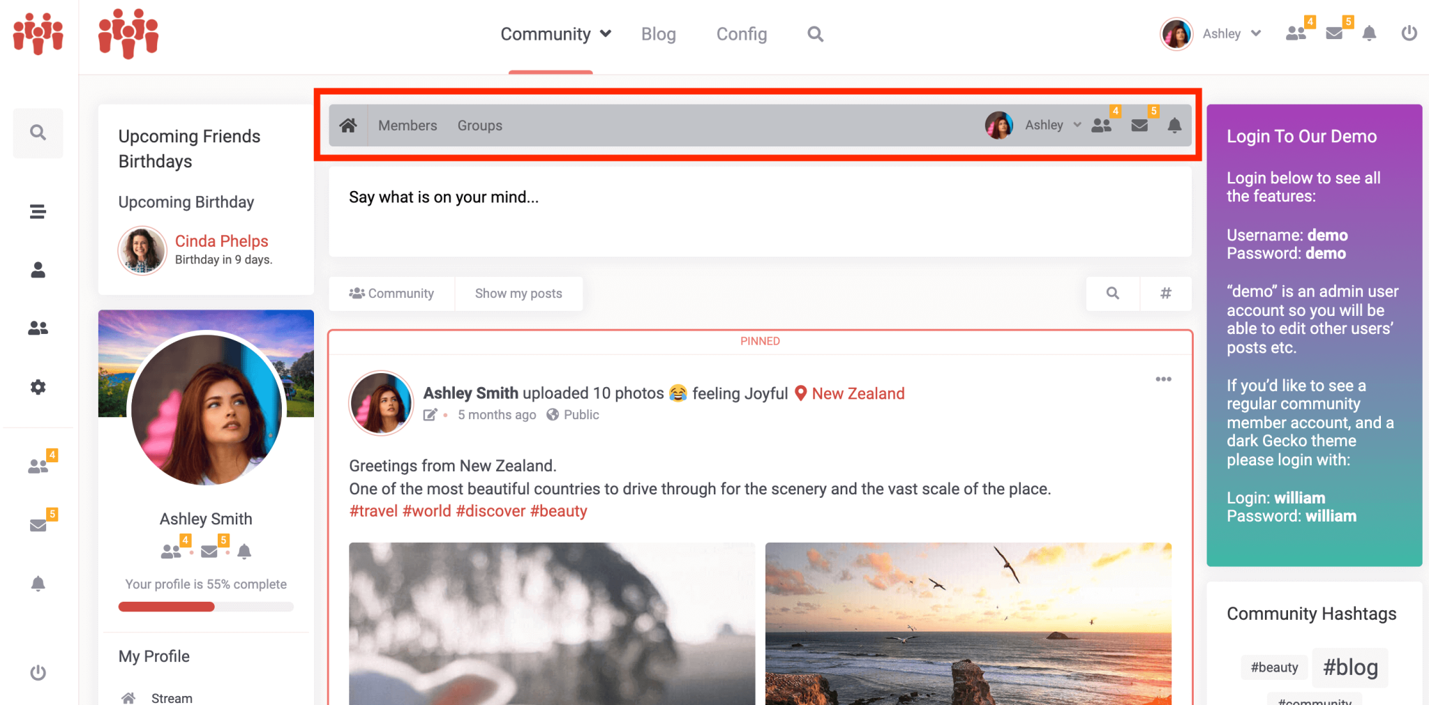 Navigation Toolbar Settings PeepSo