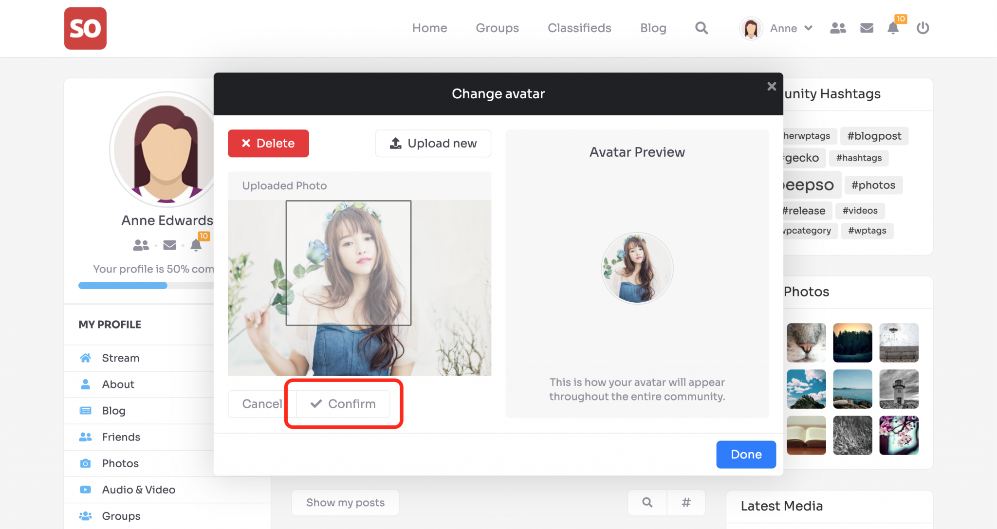 Profile Avatar & Cover | PeepSo