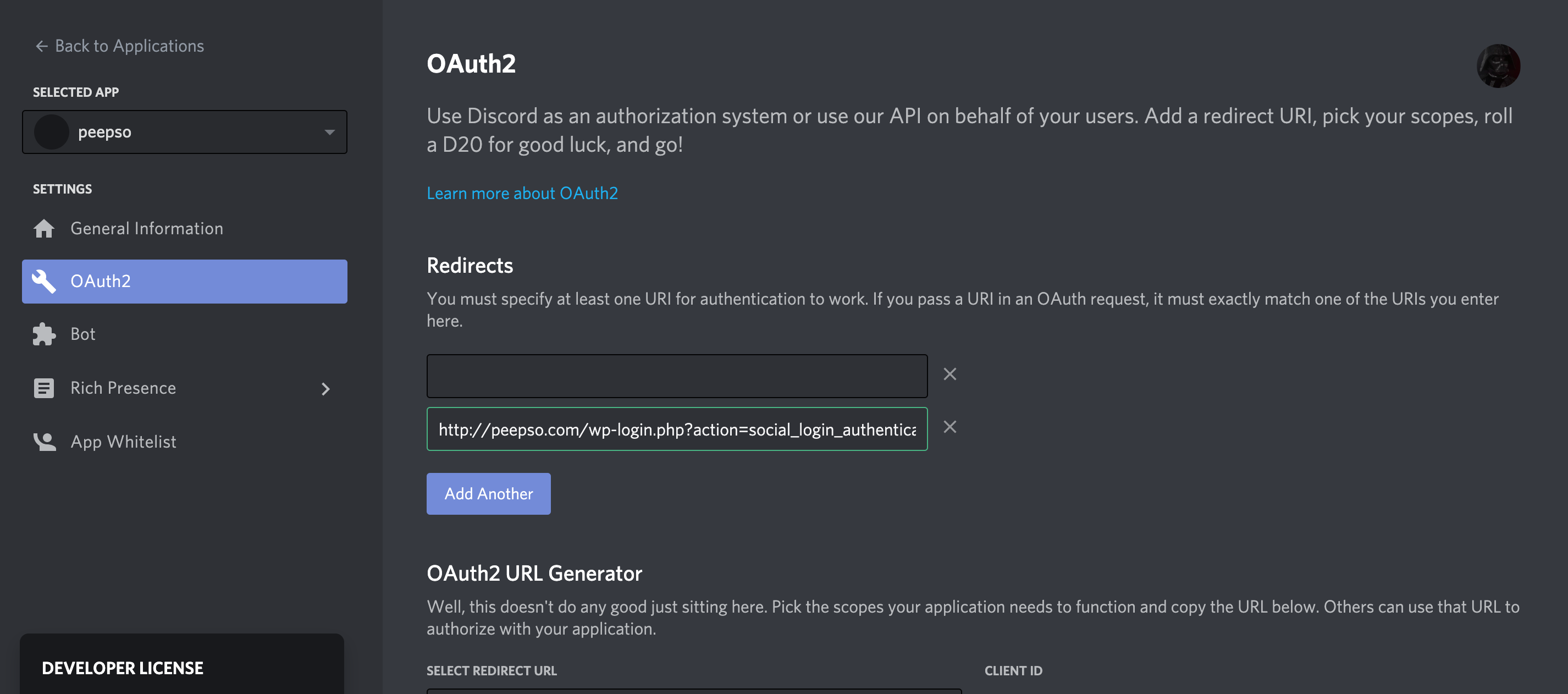 Discord Login PeepSo