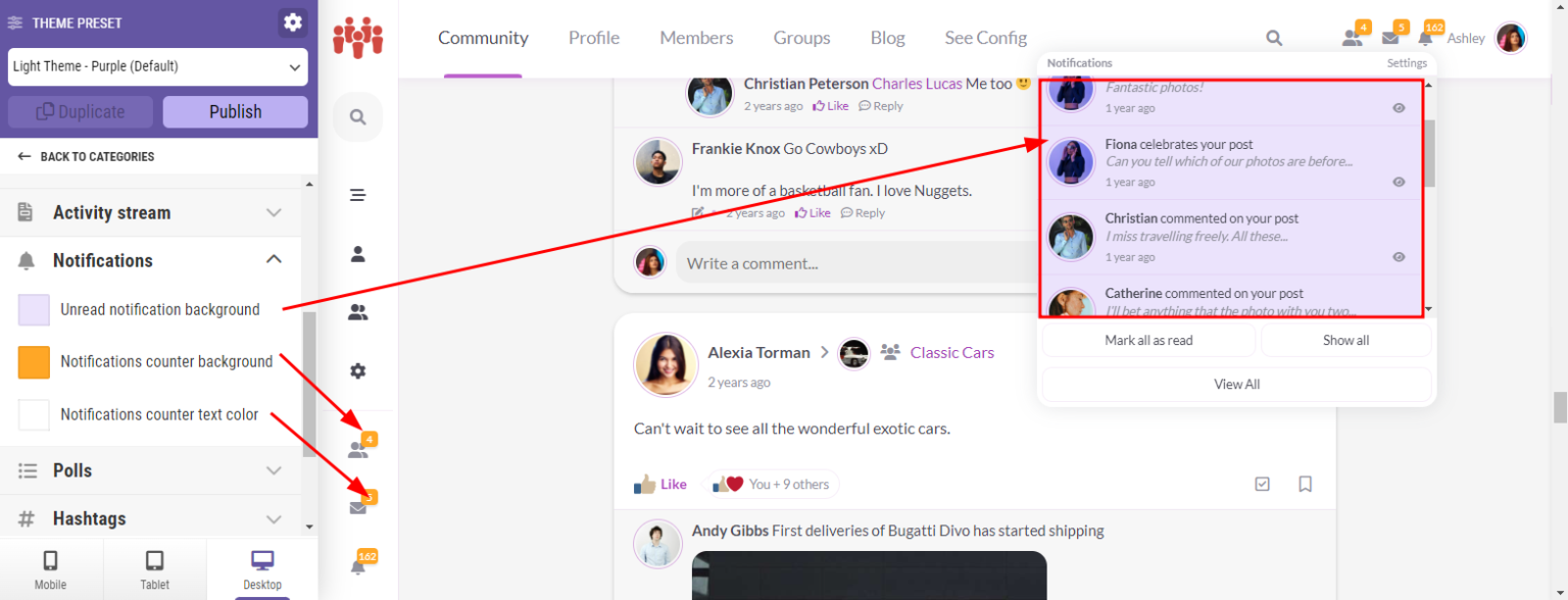 Customize Color of Notification Bubbles | PeepSo